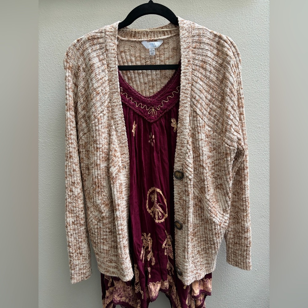 Time and Tru Beige Knit Cardigan